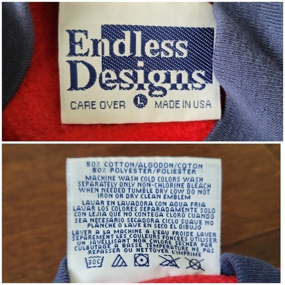 Vtg 90s Women's L Embroidered Mock Neck Pullover Sweatshirt Red Heart Butterfly - Picture 4 of 8